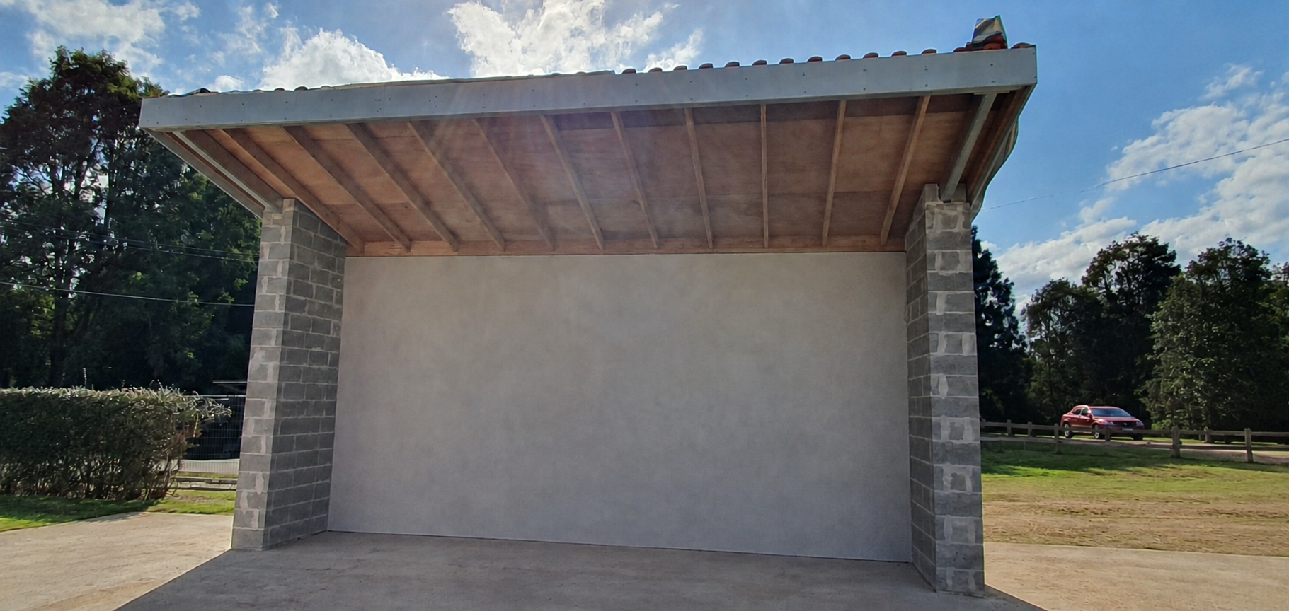 The outdoor courtyard area before the LED screen and speaker system were installed.
